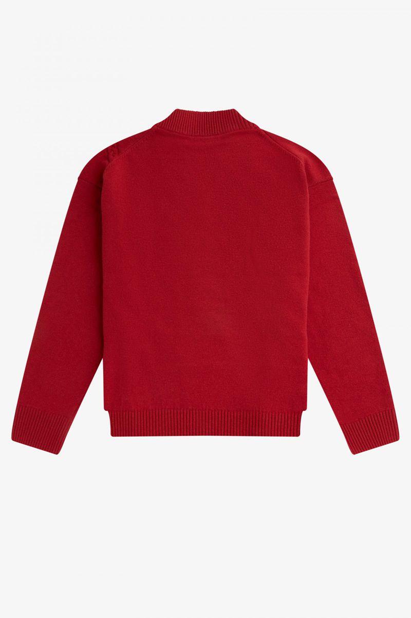 Red Fred Perry Split Hem Cable Knit Jumper Women's Knitwear | PH 1932TCEV